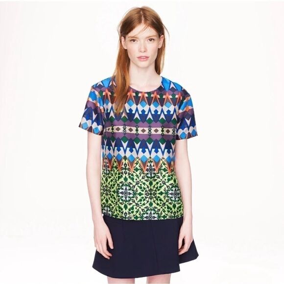 J. Crew Tops - J CREW Gemstone Floral 100% Silk Top BlouseNew NWT SZ 6 #2009